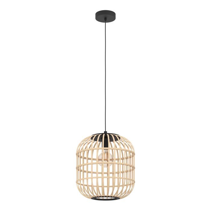 Φωτιστικό Κρεμαστό Ø350xH1100mm 1xE27 Ξύλο-Μαύρο Eglo Bordesley 43216