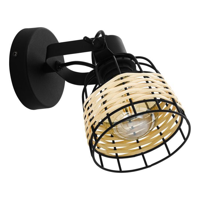 Φωτιστικό Σποτ Μονόφωτο L480xH240mm 1xE27 Μαύρο Ράταν Eglo Anwick 1 43324