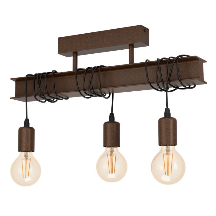 Φωτιστικό Οροφής Τρίφωτο Ράγα L550xH260mm 3xE27 Καφέ Αντικέ Eglo Townshend 4 43522