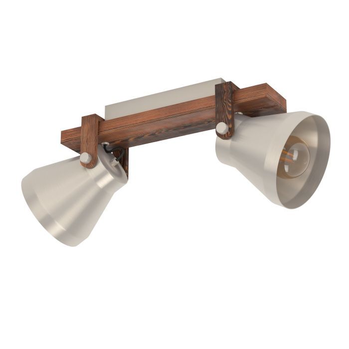 Φωτιστικό Σποτ Κινητό Δίφωτο 2xE27 L585xB160xH250mm Χάλυβας-Ξύλο Ρουστίκ Καφέ Eglo Cawton 43949