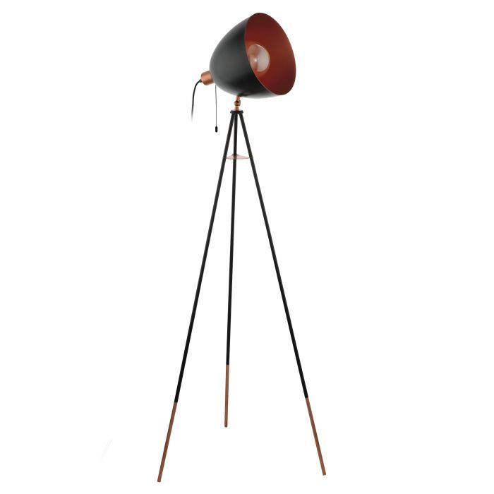 Επιδαπέδιο Φωτιστικό Τρίποδο Ø693xL600xH1495mm Χρώμα Μαύρο-Χαλκός Eglo Chester 49386