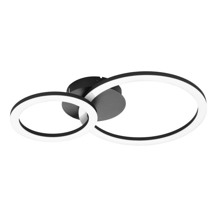 Μεταλλική Πλαφονιέρα Οροφής Μαύρη L45,5xH6,9cm Led 3000-6500K 2100lm Εφαρμογή-Τηλεχειριστήριο Eglo Parrapos-Z 900322