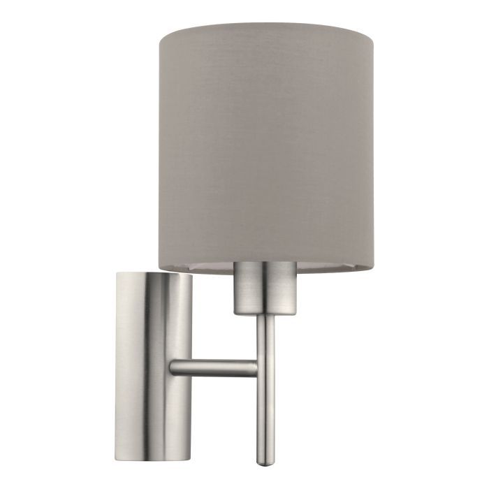 Φωτιστικό Απλίκα 1xE27 L145xA195xH305mm Νίκελ Ματ- Ύφασμα Taupe Eglο Pasteri 94925