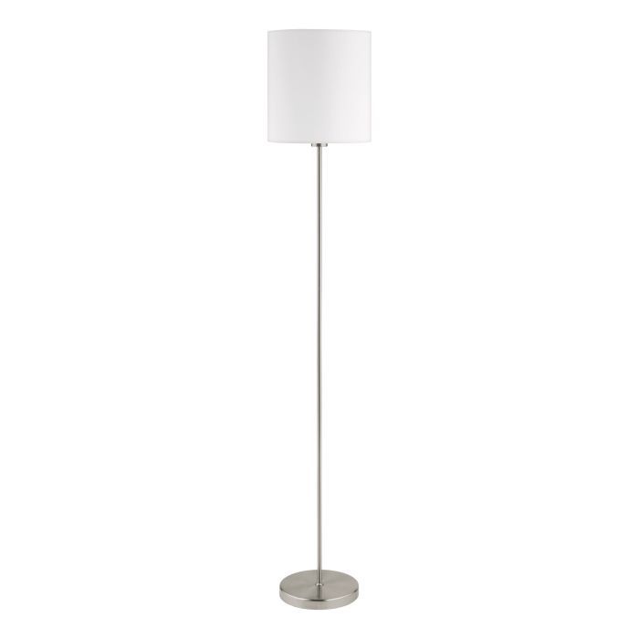Φωτιστικό Επιδαπέδιο 1xE27 Ø280xB230xH1575mm Νίκελ Ματ-Λευκό Ύφασμα Eglο Pasteri 95164