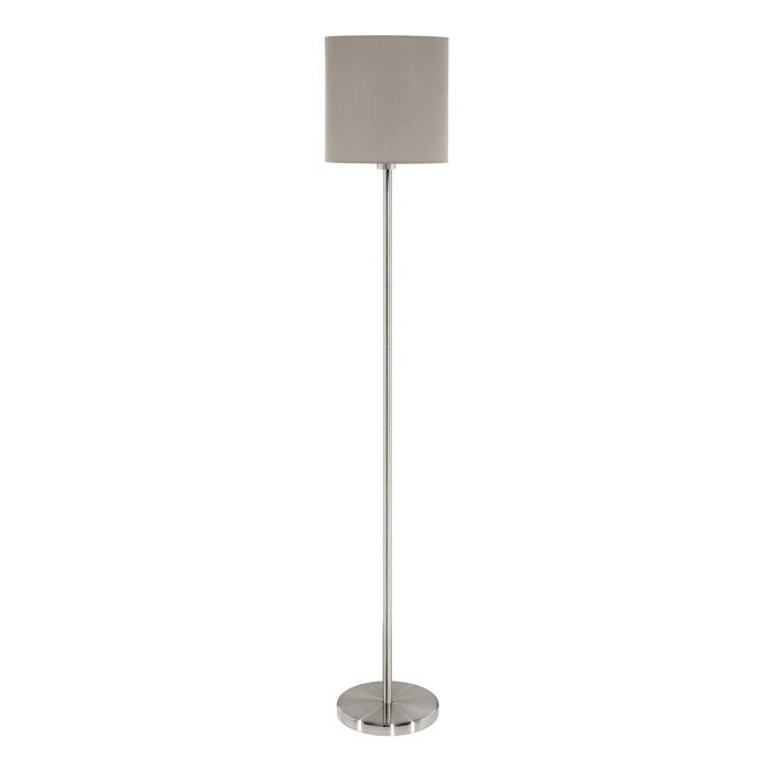Φωτιστικό Επιδαπέδιο 1xE27 Ø280xΒØ230xH1575mm Νίκελ Ματ- Ύφασμα Taupe Eglο Pasteri 95167
