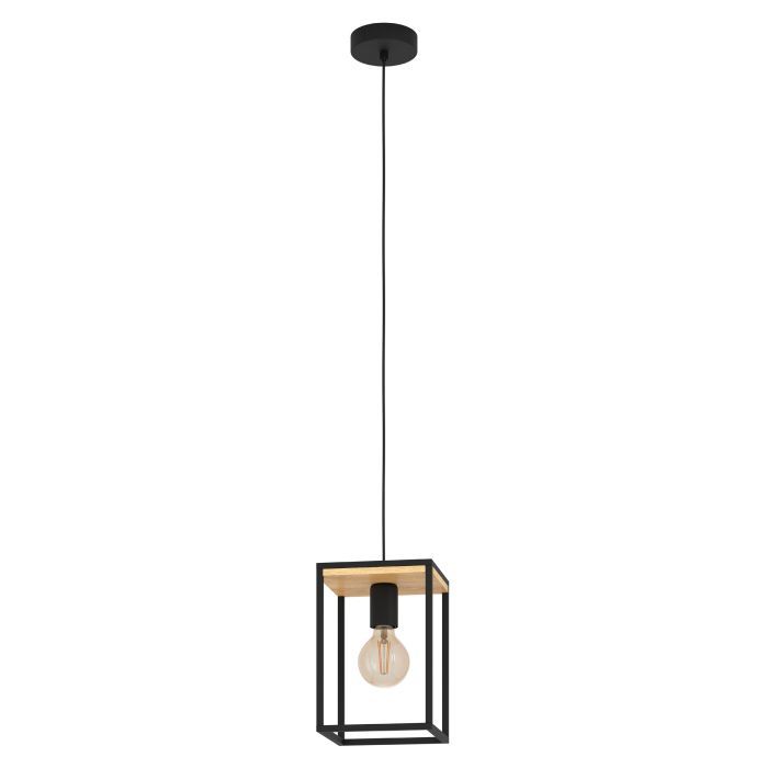 Φωτιστικό Κρεμαστό Μονόφωτο L180xΒ180xH240mm 1xΕ27 Μαύρο-Ξύλο Eglo Libertad  99795