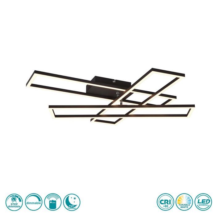 Φωτιστικό Πλαφονιέρα Οροφής L66x60xH10cm 36w Led 4600lm 2700K Μέταλλο Back Matt Trio Lighting RL Corso R64423132