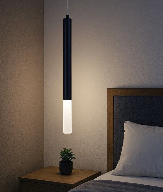 Κρεμαστό φωτιστικό LED 5W 3000K από μαύρο μέταλλο D:9X200cm 4066-Black