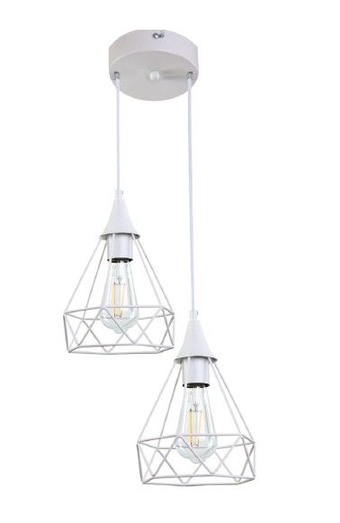 InLight Κρεμαστό φωτιστικό από λευκό μέταλλο 2XE27 D:20cm 4024-2-WH-ROSETTE