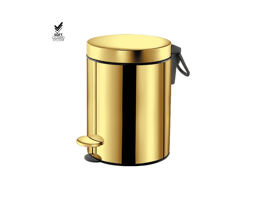 Sanco Waste Bins Χαρτοδοχείο 5 lt Soft Close (AISI 304) PVD χρυσό ορείχαλκο γυαλιστερό 90605-PVD-02PL