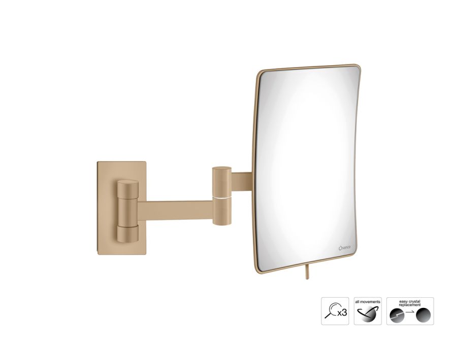 Sanco Cosmetic mirrors Μεγεθυντικός καθρέπτης x3 (Διπλό βραχίονα) Μόκα ματ MR-301-M103