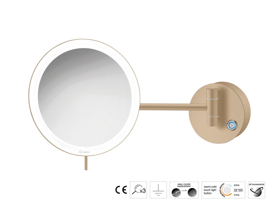 Sanco LED Cosmetic mirrors Μεγεθυντικός καθρέπτης x3 με LED Μόκα ματ MRLED-705-M103