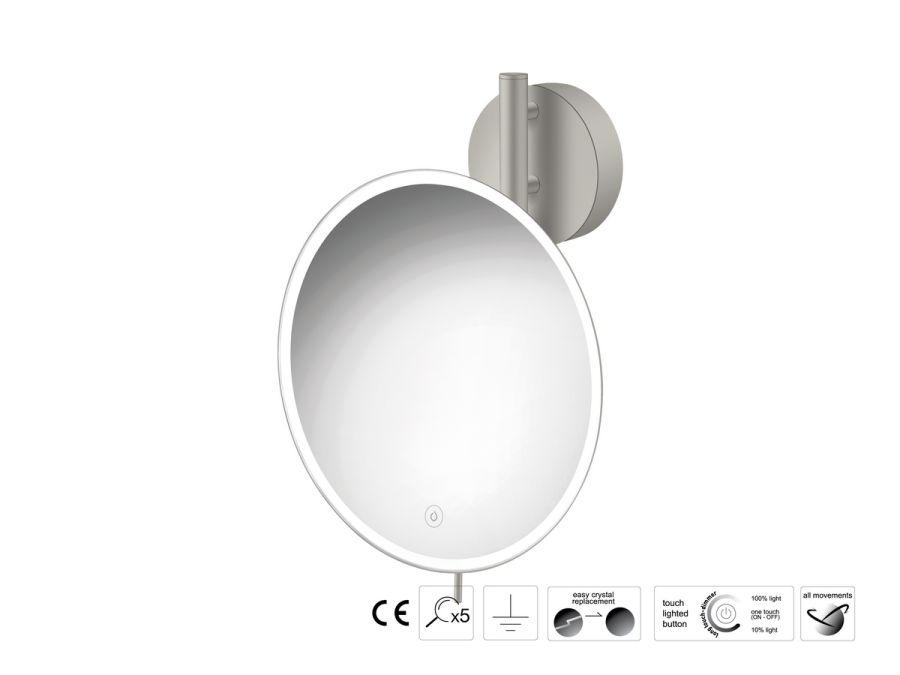 Sanco LED Cosmetic mirrors Μεγεθυντικός καθρέπτης x5 με LED Γκρι τσιμέντου ματ MRLED-764-M104