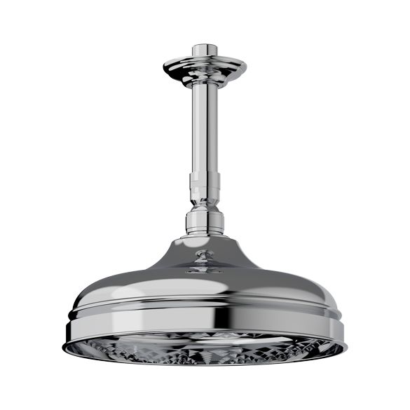 Horus Ascott Classic Collection - Anti-scale Nozzles Shower Head Diam. 220 Mm with Arm - Ceiling Installation - Polished Nickel 00.510-NB