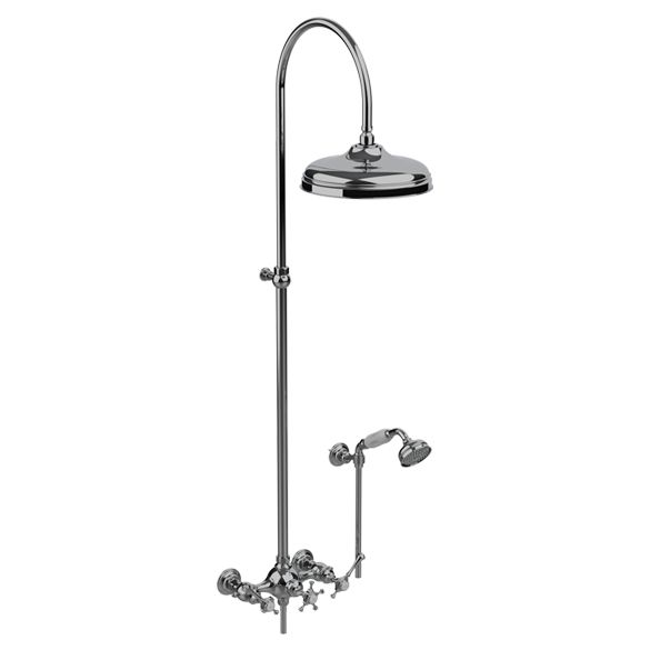 Horus Anthea Classic Collection - Complete Wall Shower Mixer Centers 175 ± 30 Mm, Showerhead Ø 220 Mm - Chrome 10.544-CH