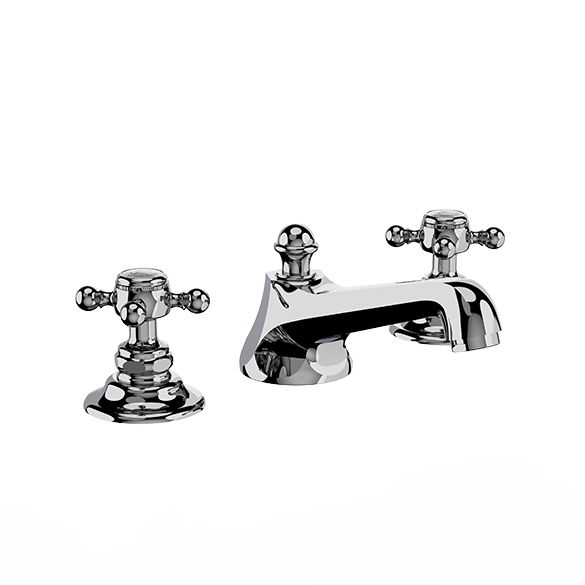 Horus Ascott Classic Collection - 3 Hole Basin Set Small Spout with Pop-up Waste, Flexible Hoses - Chrome 20.260-CH