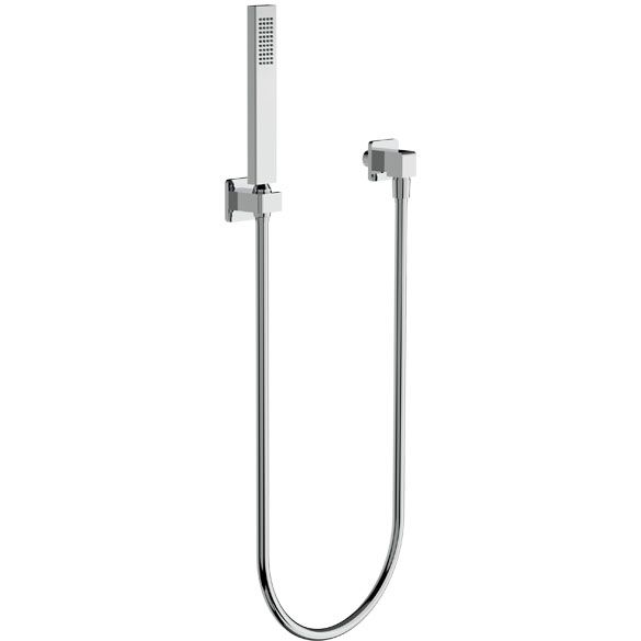 Horus Echo Equinox316 Collection - Wall Union Shower Set with Solidbrass Handshower, Wall Hook, Design Flexible Hose on Swivel Nut - Chrome 43.590-CH