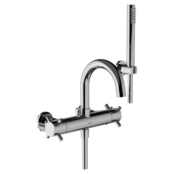 Horus Minoé Contemporary Collection - Complete Set : Complete Exposed Thermostatic Wall Bath-shower Mixer - Metal Gun 47.714-CF