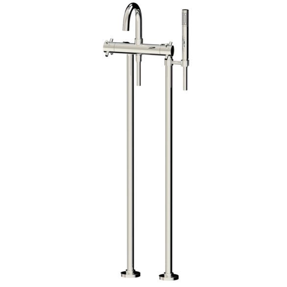 Horus Minoé Contemporary Collection - Complete Thermostatic Bath-shower Mixer with Pipes for Free Standing Bath - Matt Black 47.798-NO
