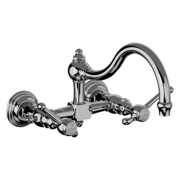 Horus Montmartre Classic Collection - 2 Hole Wall Mounted Kitchen Mixer / No Waste - Matt Nickel 50.102-NM