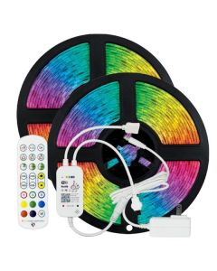 ΤΑΙΝΙΑ LED KIT 2 Χ 5 ΜΕΤΡΩΝ RGB 12V + DRIVER + Wifi CONTROLLER ΜΕ ΜΟΥΣΙΚΗ IP20 Eurolamp 145-70044