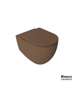 Λεκάνη Κρεμαστή LENTA/53 Rimless με κάλυμμα Soft Close MS38C, Bianco Ceramica Taupe Matt 381600C-530
