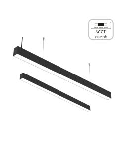 InLight Κρεμαστό φωτιστικό LED 40W 3CCT By Switch από αλουμίνιο σε μαύρη απόχρωση D:120cm 6072-120-BL