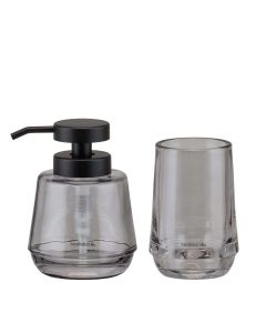 Mood grey set δοχείο κρεμοσάπουνου 380 ml & ποτήρι οδοντόβουρτσας Sealskin  800053