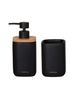Mind black set δοχείο κρεμοσάπουνου 200 ml & ποτήρι οδοντόβουρτσας Sealskin  800062
