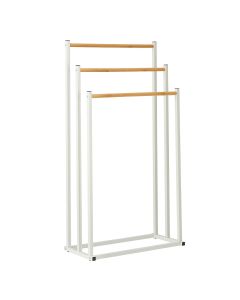 Επιδαπέδια Κρεμάστρα 3 Θέσεων Μεταλλική με Bamboo 45x23x85cm White/Natural MRShome  DF-0030000