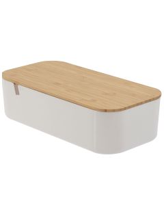 Κουτί Αποθήκευσης PS/Bamboo με Καθρέπτη 26x13x7cm White/Natural MRShome  DF-0055000