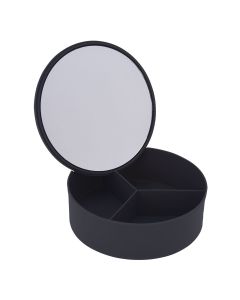 Κουτί Αποθήκευσης PP με Καθρέπτη Φ15x5.5cm Black-3C MRShome  DF-0060001