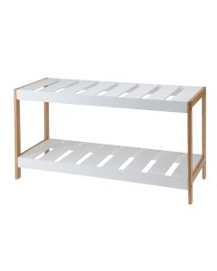 Παπουτσοθήκη 2 Επιπέδων από Bamboo/MDF 70x26x36cm Natural/White MRShome  DF-0064000