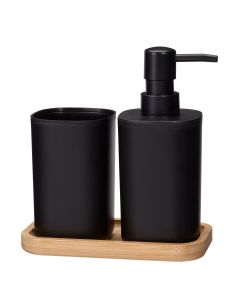 Σετ Μπάνιου από PP 3 Τεμαχίων Black/Natural MRShome  DF-0068000