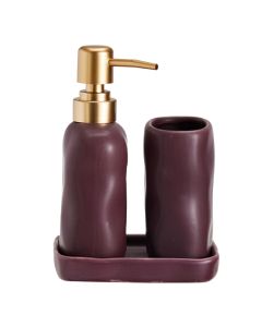 Σετ Μπάνιου Stoneware 3 Τεμαχίων Aubergine 7428U MRShome  DF-0093001