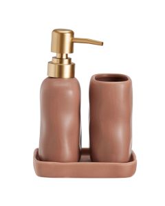 Σετ Μπάνιου Stoneware 3 Τεμαχίων Pink 7631U MRShome  DF-0093002