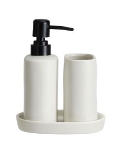Σετ Μπάνιου Stoneware 3 Τεμαχίων White MRShome  DF-0094001