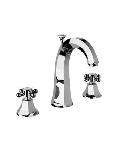 Horus Ascott Classic Collection - 3 Hole Basin Set High Spout with Pop-up Waste, Flexible Hoses. - Chrome 62.261-CH