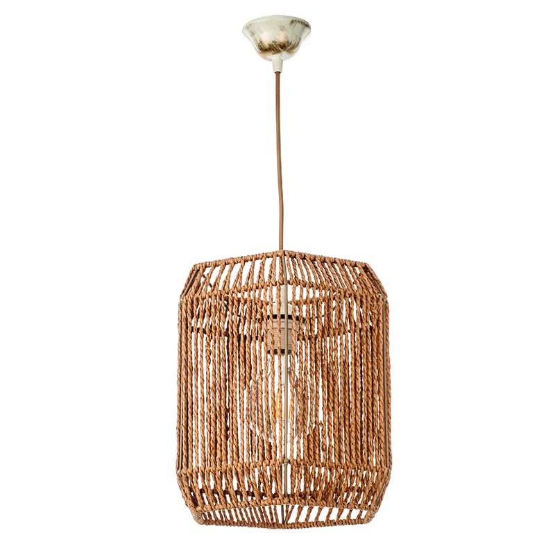 InLight Κρεμαστό φωτιστικό καφέ από σχοινί 1XE27 D:24cm 4504