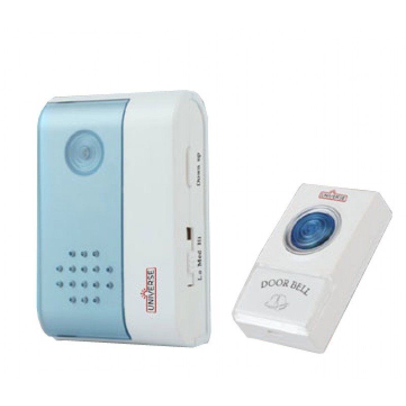 Κουδούνι Ασύρματο ηλεκτρονικό με δέκτη μπαταρίας (2*ΑΑ) & Μπουτόν IP44 Universe V004A