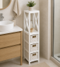 Έπιπλο MDF με 1 Ράφι και 3 Συρτάρια Λευκό 17x24x82cm MRShome  DS-1232000