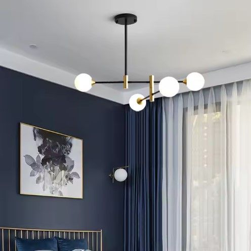 SE21-HA-4 HARUTO BLACK AND GOLD PENDANT OPAL 70x70x70  E27*4  MAX 60W IP20  2 YEARS WARRANTY HOMELIGHTING 77-50612
