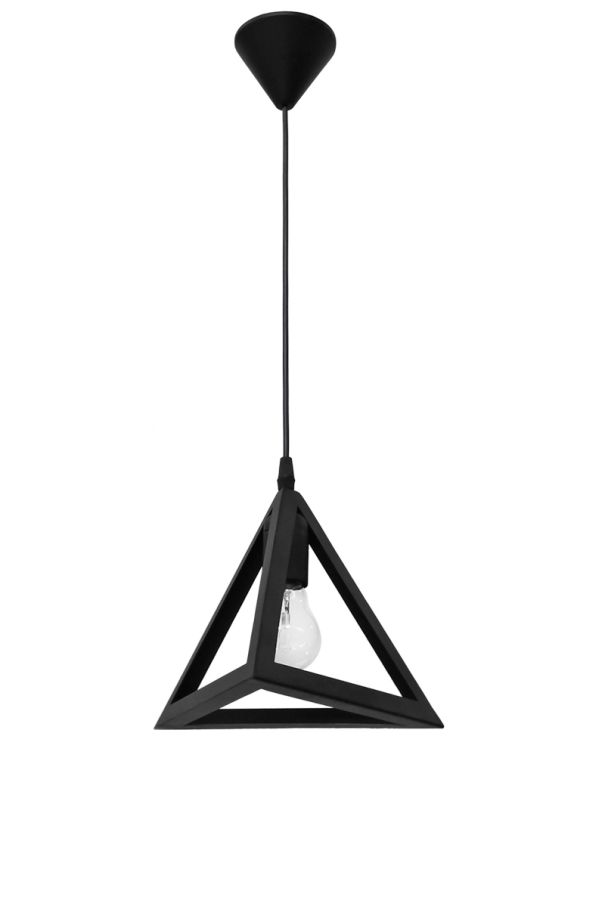 Φωτιστικό Κρεμαστό Πυραμίδα 21x21xH90cm Μαύρο 1xE27 Giza 1L Black Heronia 34-0333