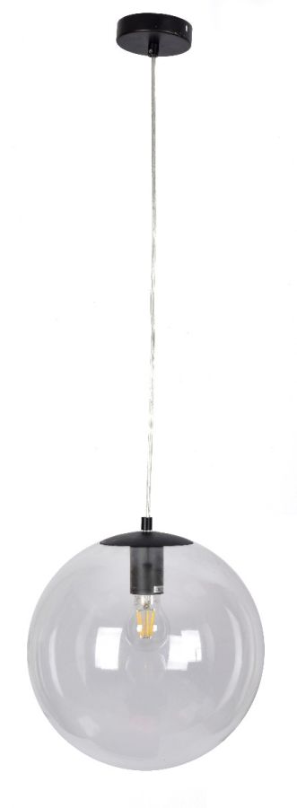 Φωτιστικό Κρεμαστό D30xH120cm 1xE27 Μαύρο-Διάφανο Γυαλί SE 3000-1 BLACK GLOBE CLEAR E3 HOMELIGHTING 77-4479