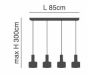 SE21-NM-4-4NM-MS1 ADEPT TUBE Nickel Matt Pendant Black Metal Shade+ HOMELIGHTING 77-8455