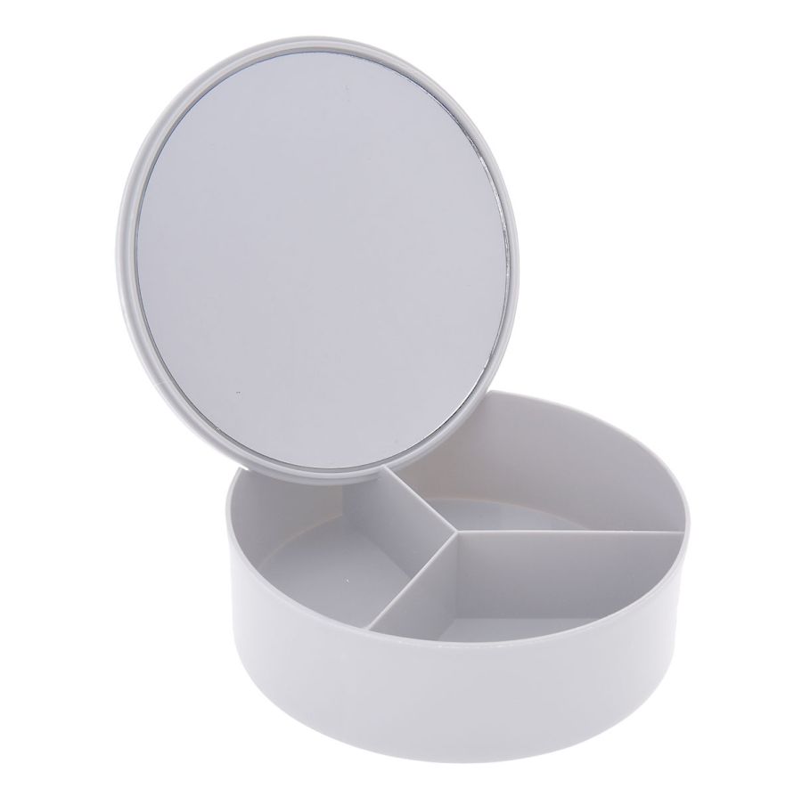 Κουτί Αποθήκευσης PP με Καθρέπτη Φ15x5.5cm White MRShome  DF-0060003