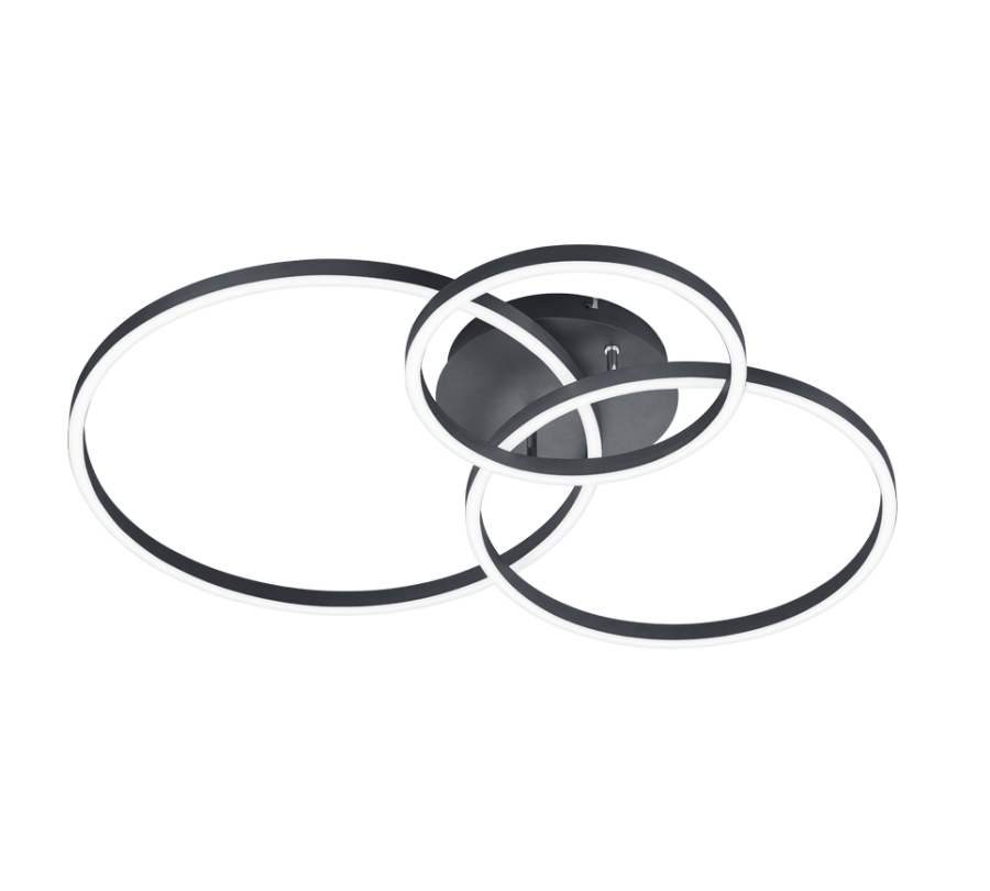 Πλαφονιέρα Οροφής Μαύρο Ματ 78xH11cm 2700-6500K 3200lm RGB Remote Control Trio Lighting Winona 670810632