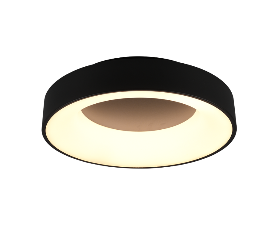 Μεταλλική Πλαφονιέρα Οροφής Μαύρο Ματ 45xH11cm LED 27w 2700-6000K 3100lm Switch Dimmer Trio Lighting Girona 671210132