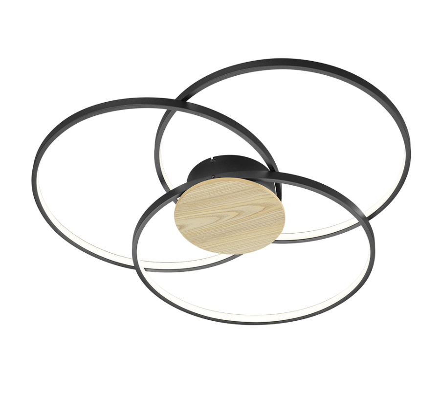 Μεταλλική Πλαφονιέρα Οροφής Μαύρο Ματ 80xH9cm LED 40w 3000K 3600lm Switch Dimmer Trio Lighting Sedona 673210332