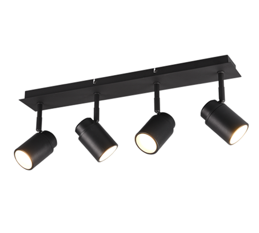 Σποτ IP44 Τετράφωτη Ράγα Μαύρο Ματ 52xH9cm 4xGU10 Trio Lighting Angelo 880400432